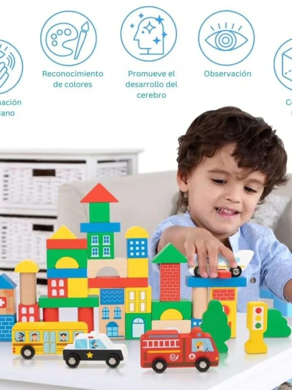 Montessori Wooden City Building Blocks Set STEM Learning Toy New